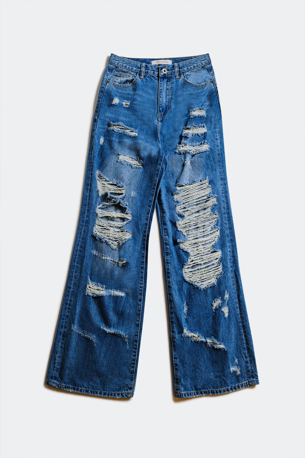 jeans boyfriend destruído em azul