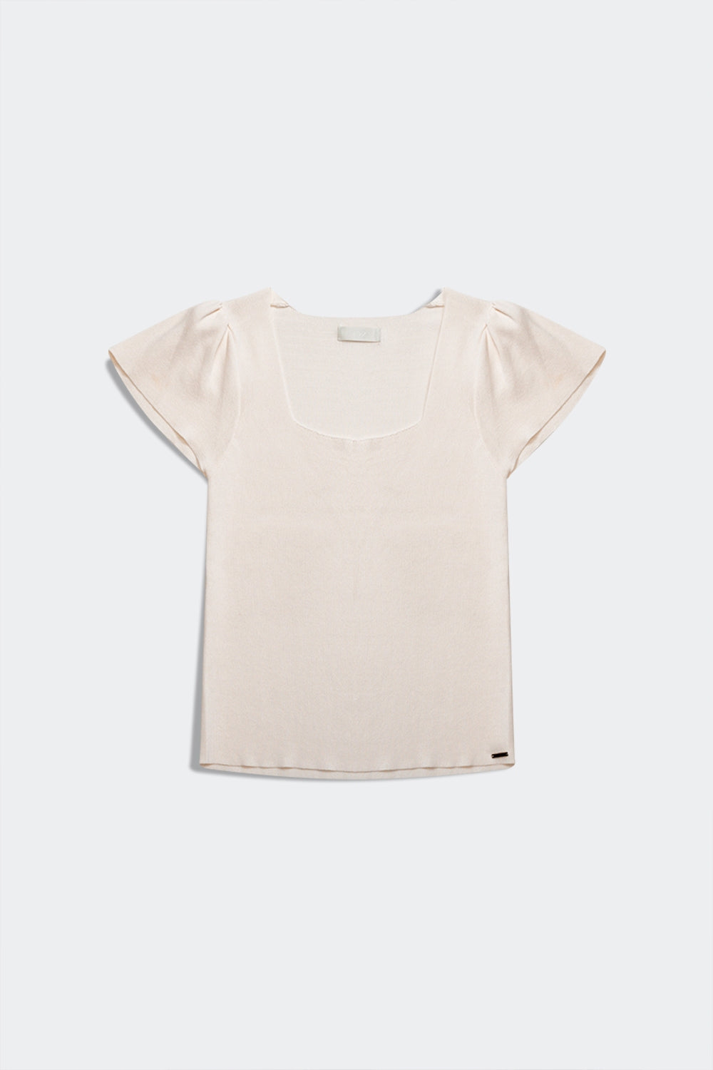 Camisola creme com decote quadrado e manga bufante