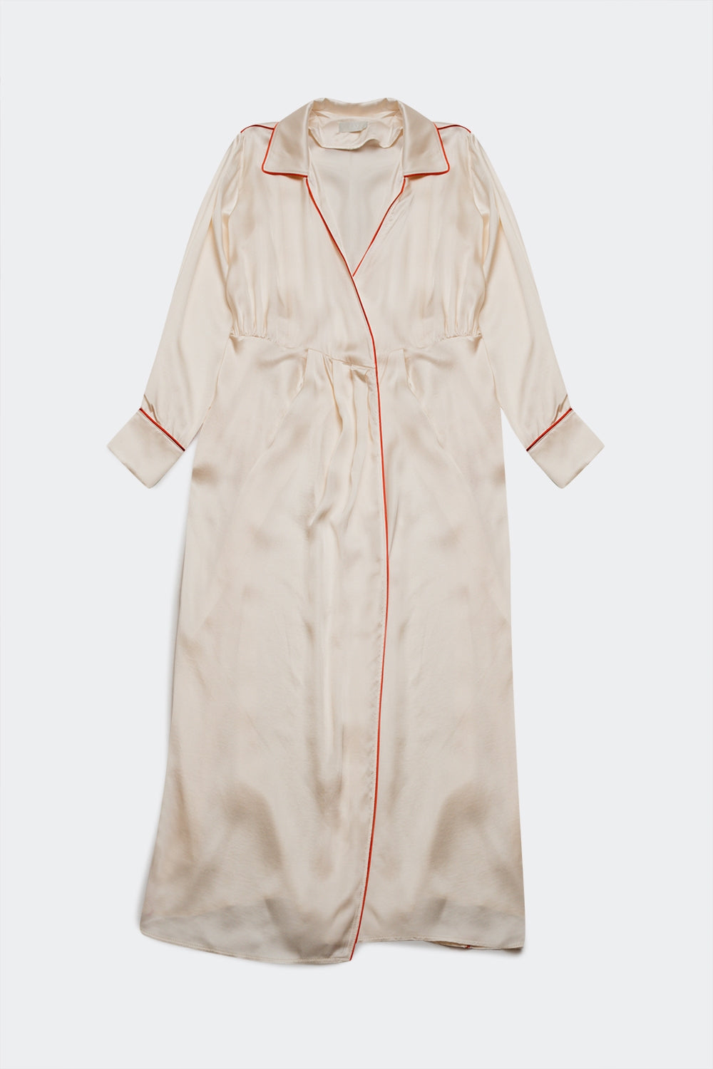 Vestido comprido em cetim creme