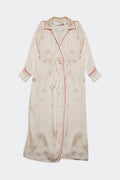 Vestido comprido em cetim creme