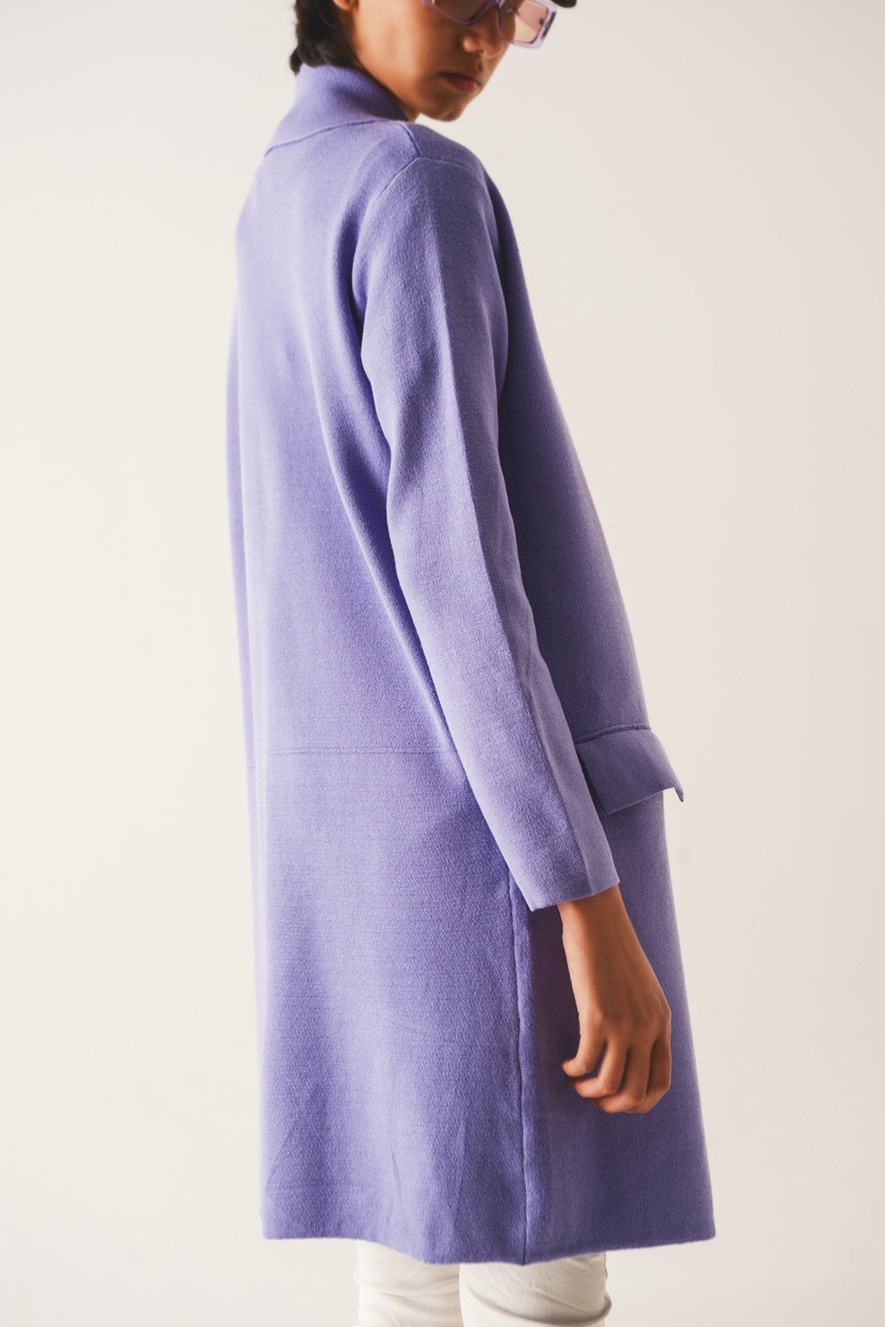 Cardigan de gola oversized em púrpura