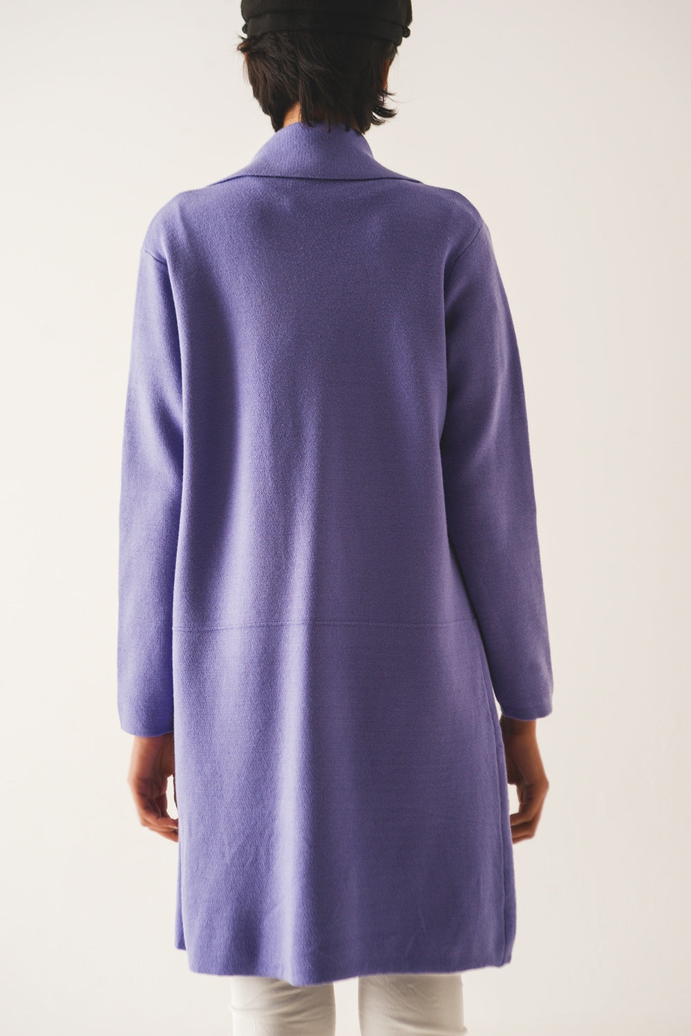 Cardigan de gola oversized em púrpura