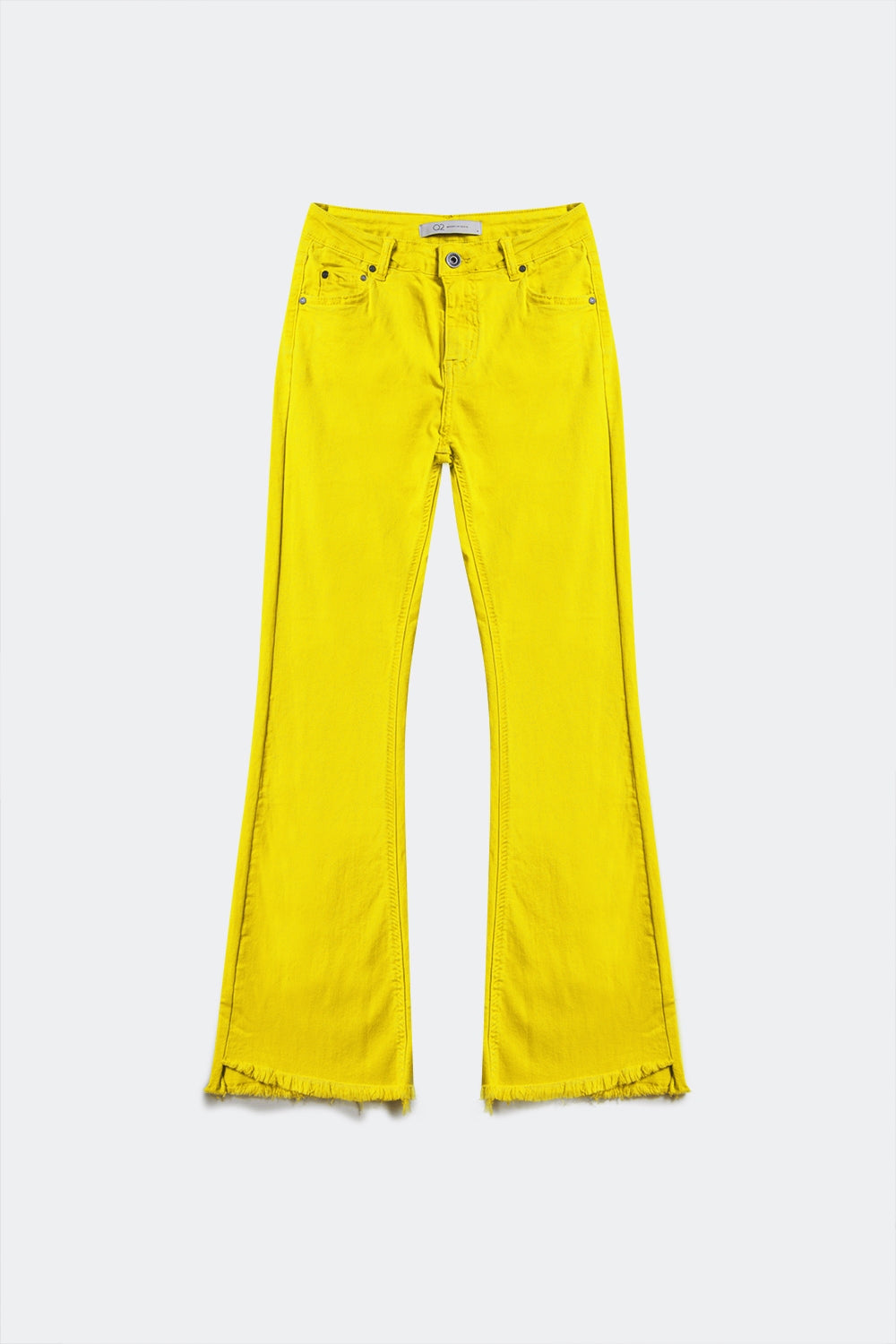 Calças de ganga em amarelo com bainha por costurar