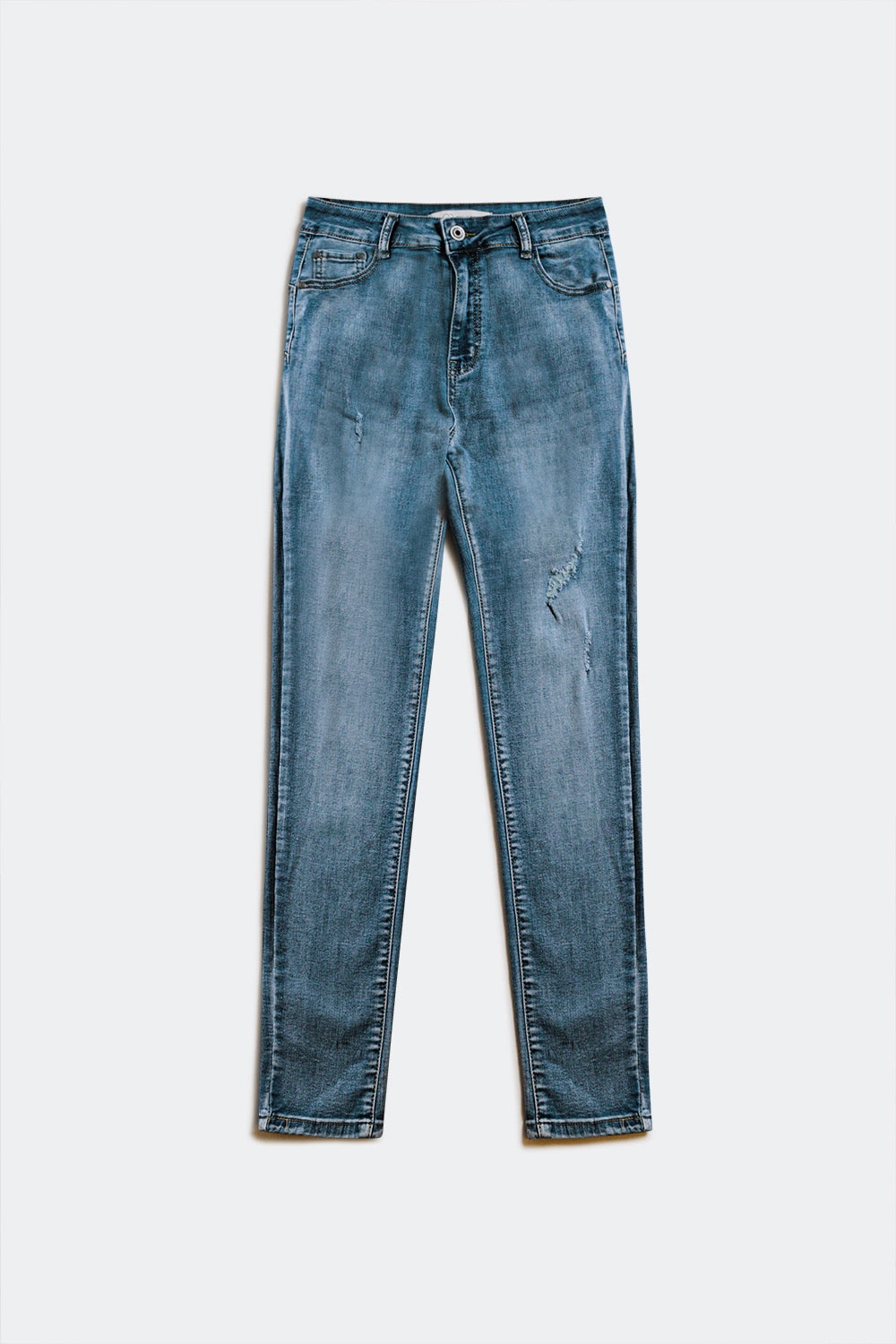 Calças de ganga super skinny Push up em azul com rachaduras decorativas