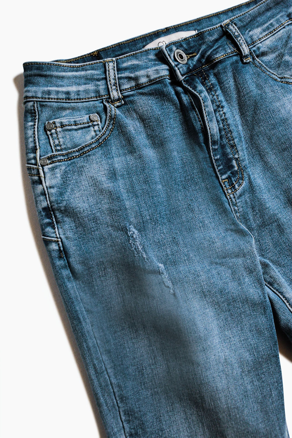 Calças de ganga super skinny Push up em azul com rachaduras decorativas
