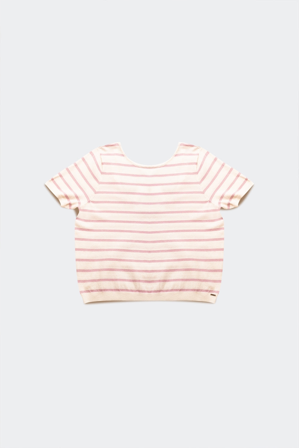 Camisola listrada com costas abertas e lacagem lilas