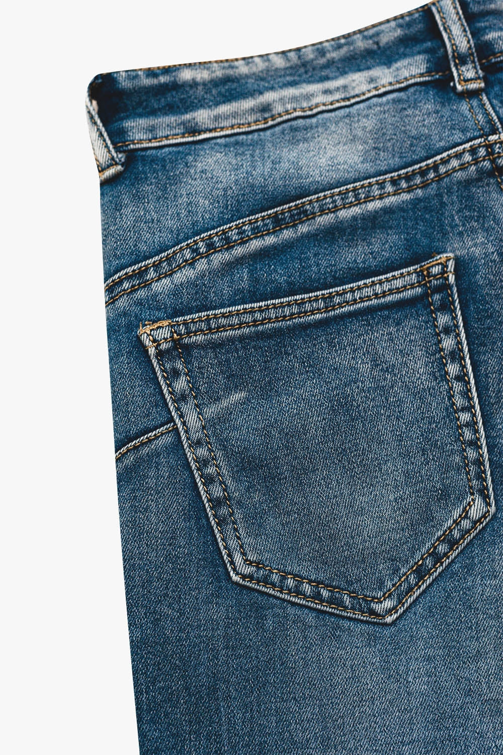 Calças de ganga super skinny de cintura alta em azul vintage stonewash
