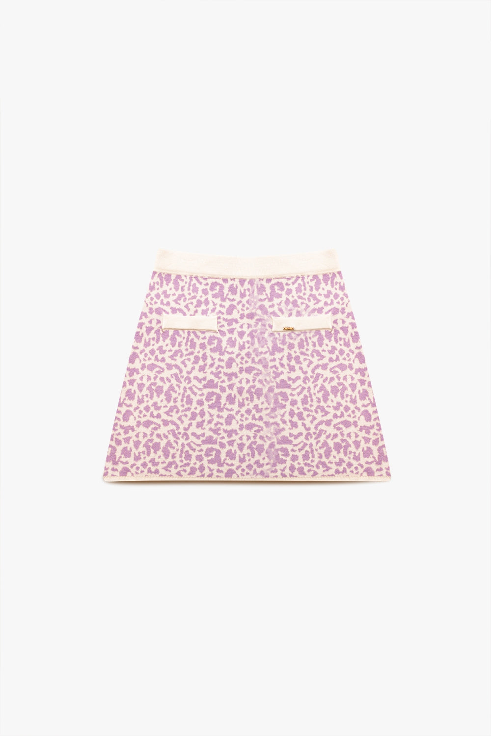 Mini saia de malha fina em estampado lilas