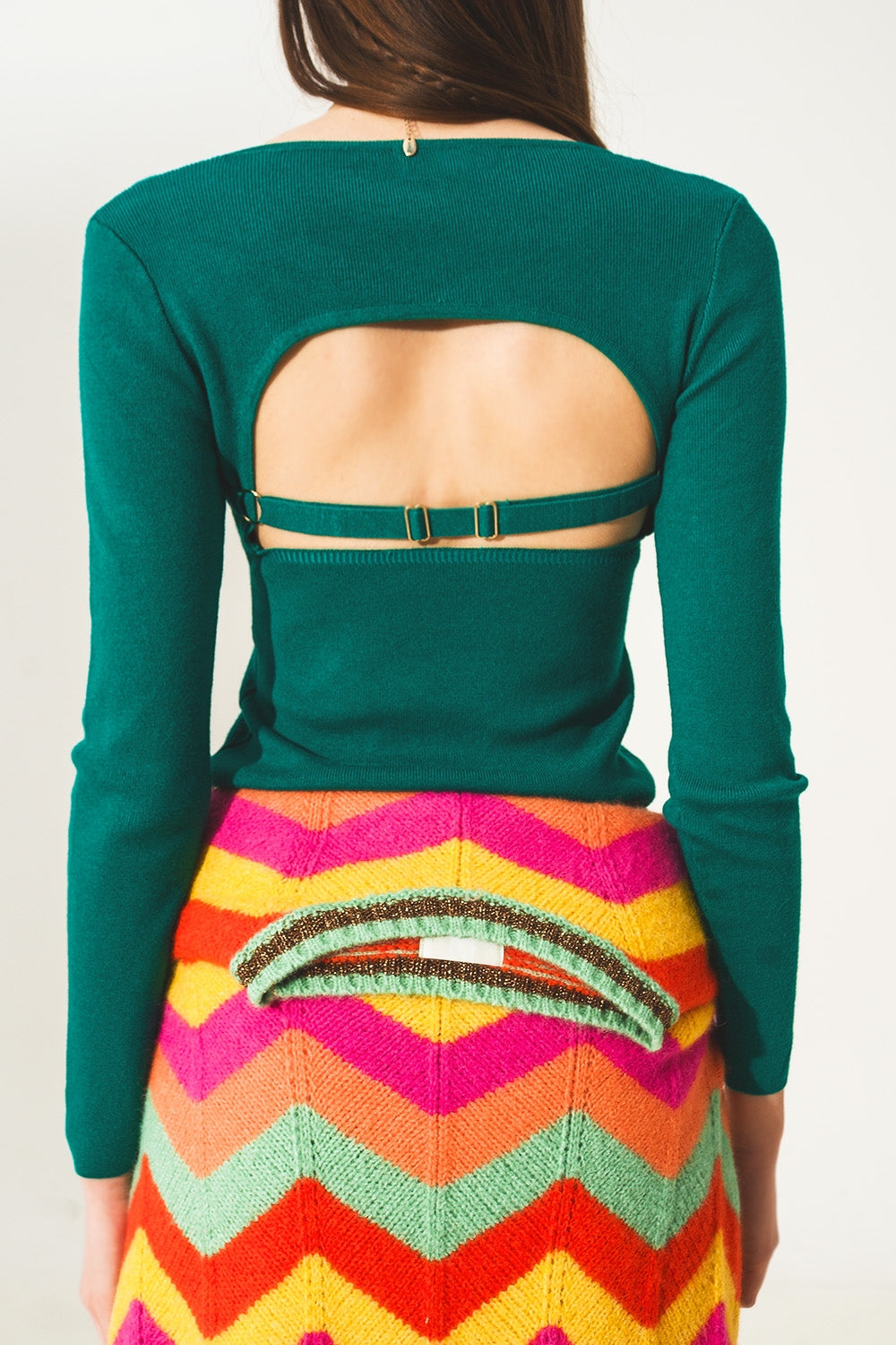 Camisola traseira aberta em verde