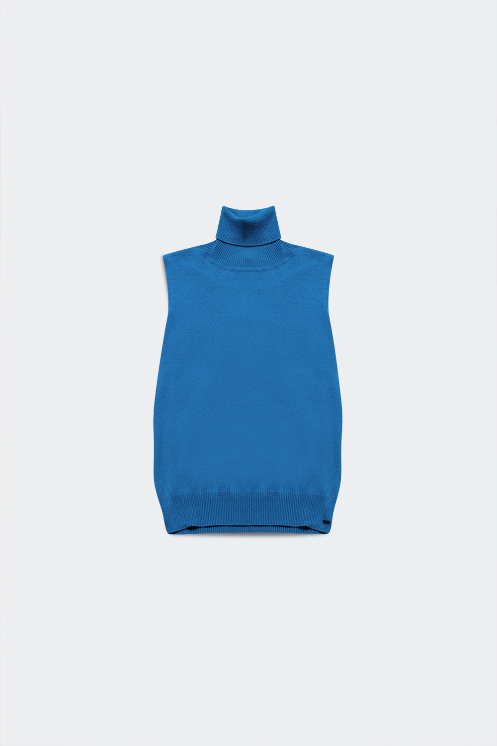 Camisola de malha sem mangas em azul