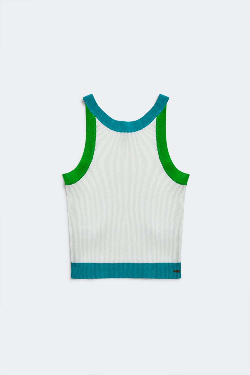 Top curto com nervuras em azul