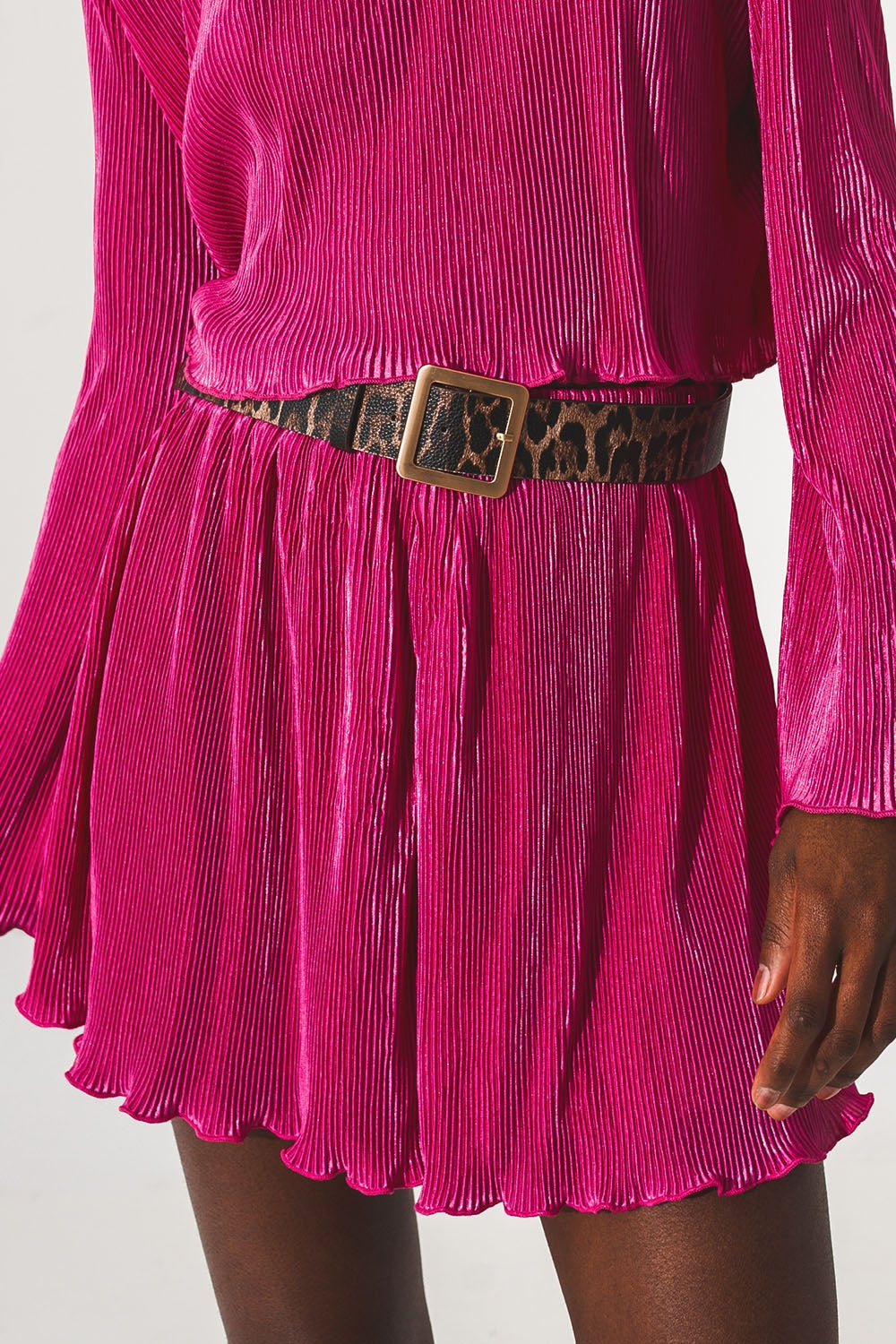 Shorts plissados em fuschia