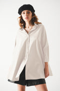 Camisa de linha A em branco Oversized Poplin