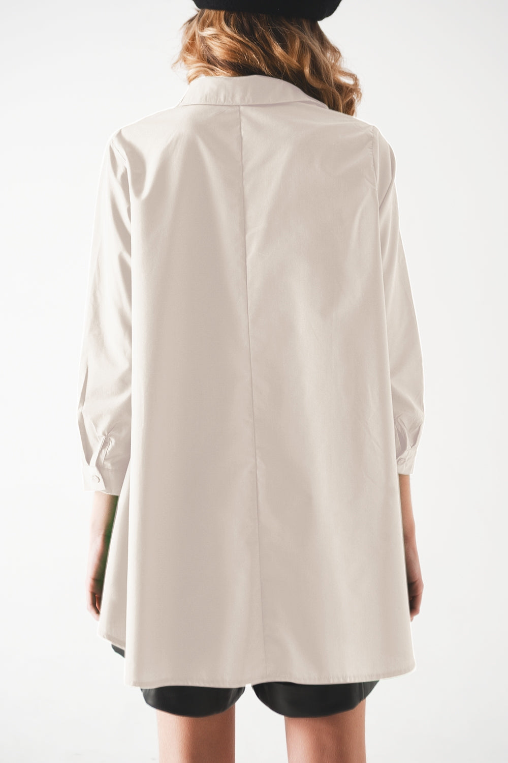 Camisa de linha A em branco Oversized Poplin