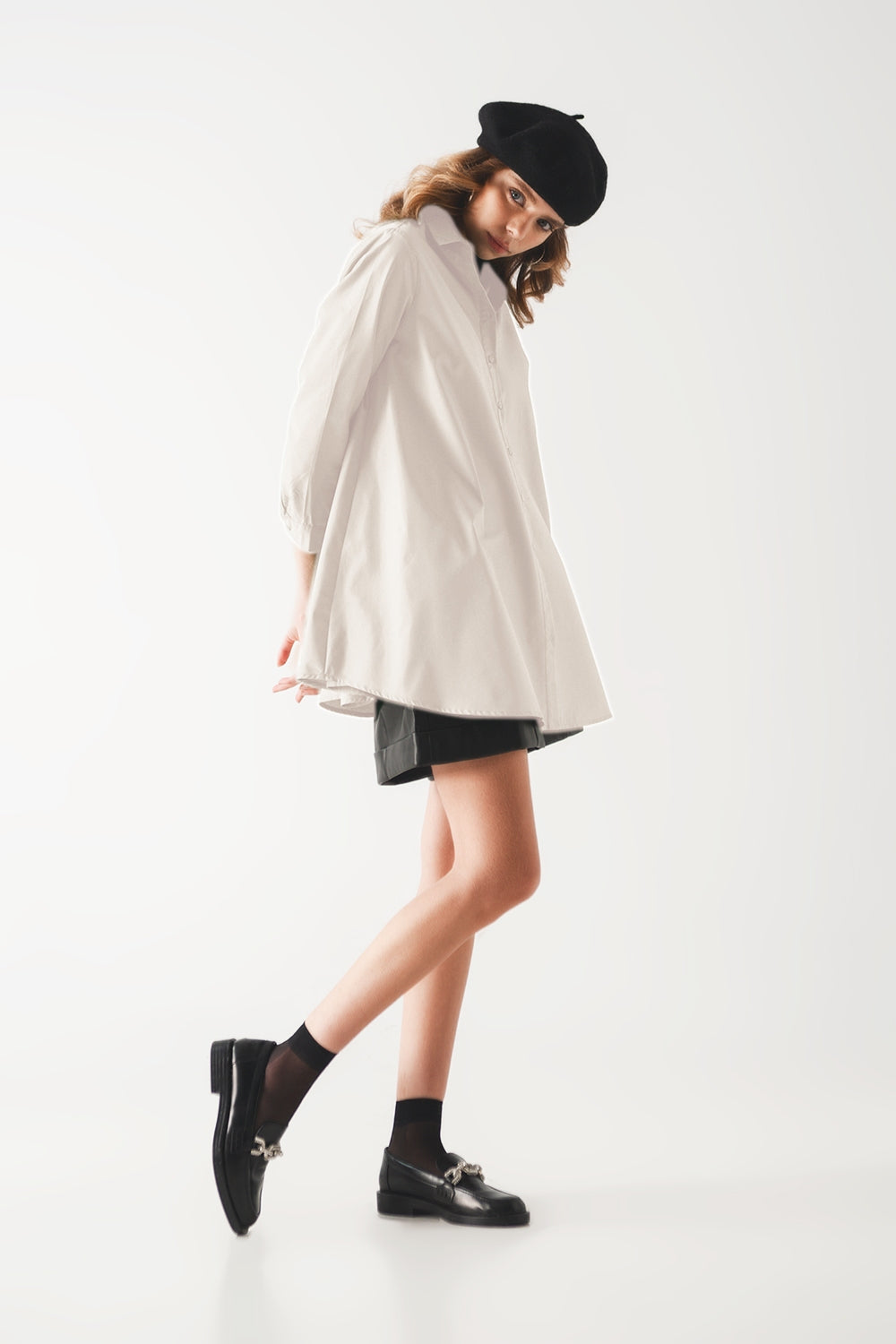 Camisa de linha A em branco Oversized Poplin