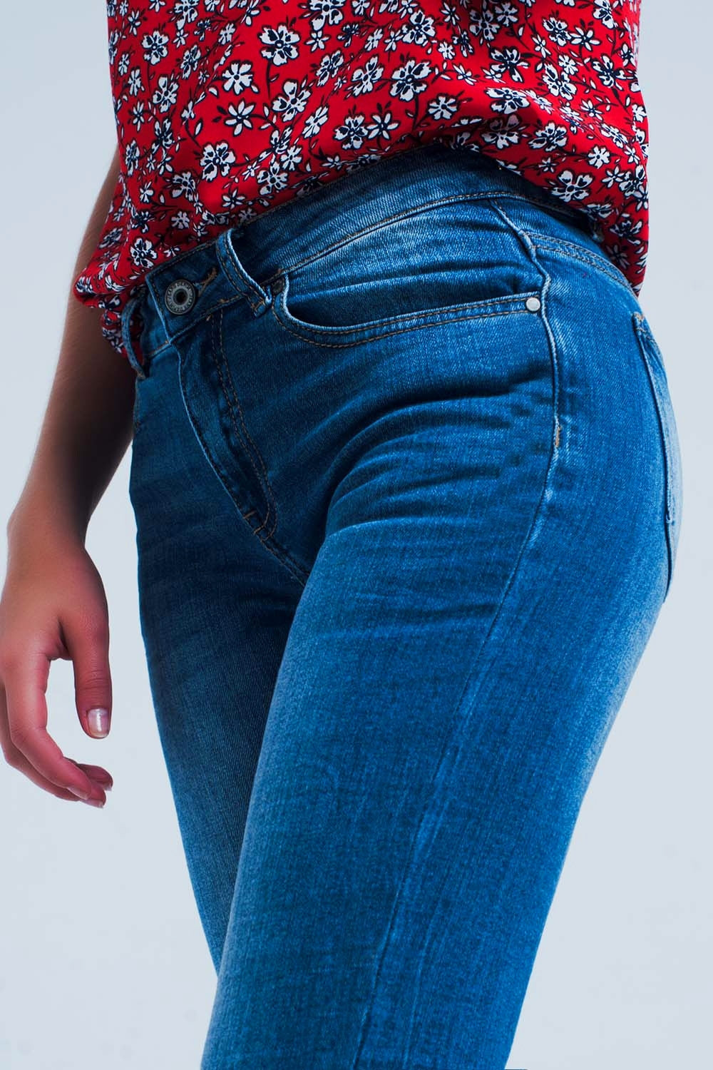 Jeans skinny De Lavagem Média