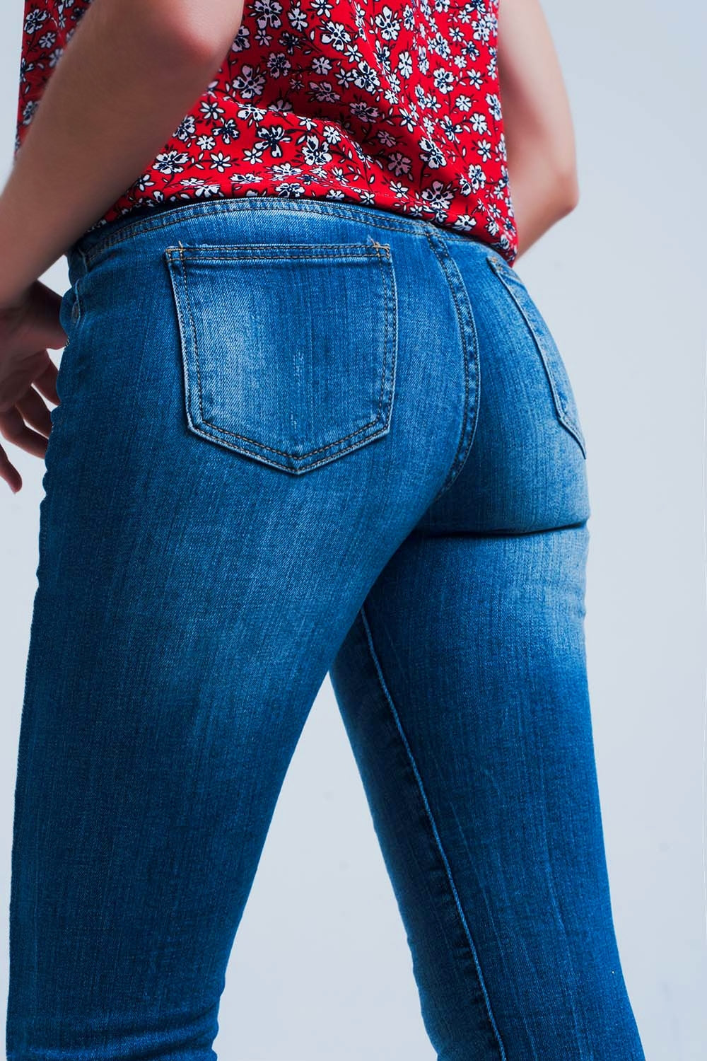 Jeans skinny De Lavagem Média