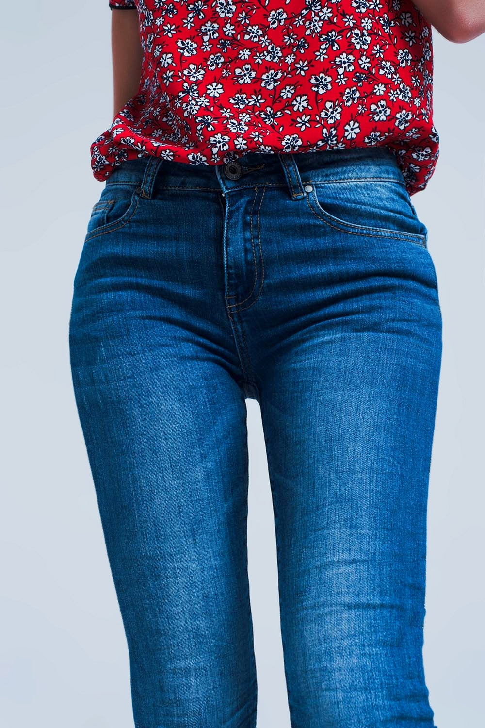 Jeans skinny De Lavagem Média