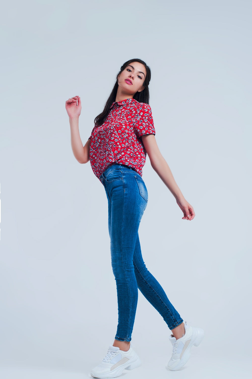 Jeans skinny De Lavagem Média