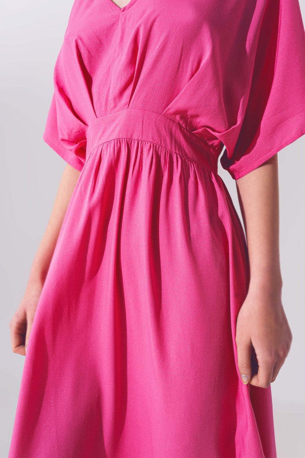 vestido kimono cinturado rosa