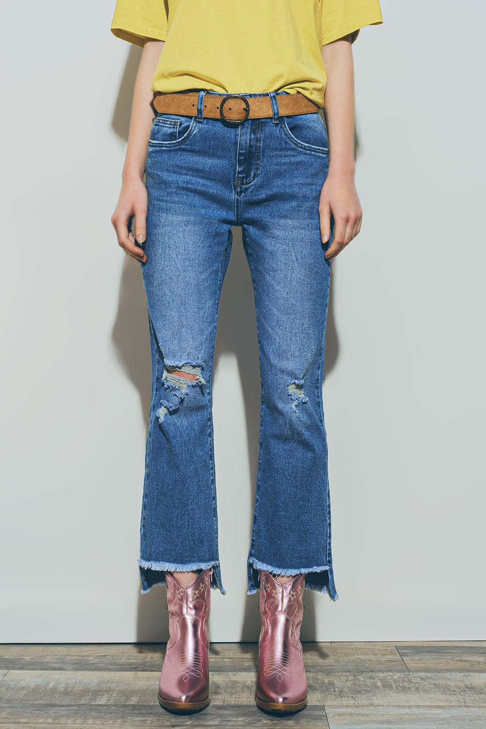 Calças de ganga de lavagem médias