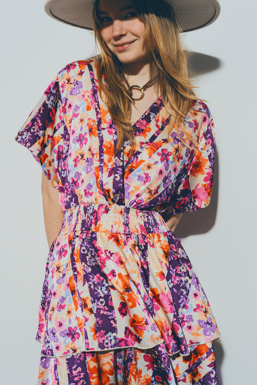 Mini Vestido Floral em Multicor