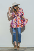 Mini Vestido Floral em Multicor