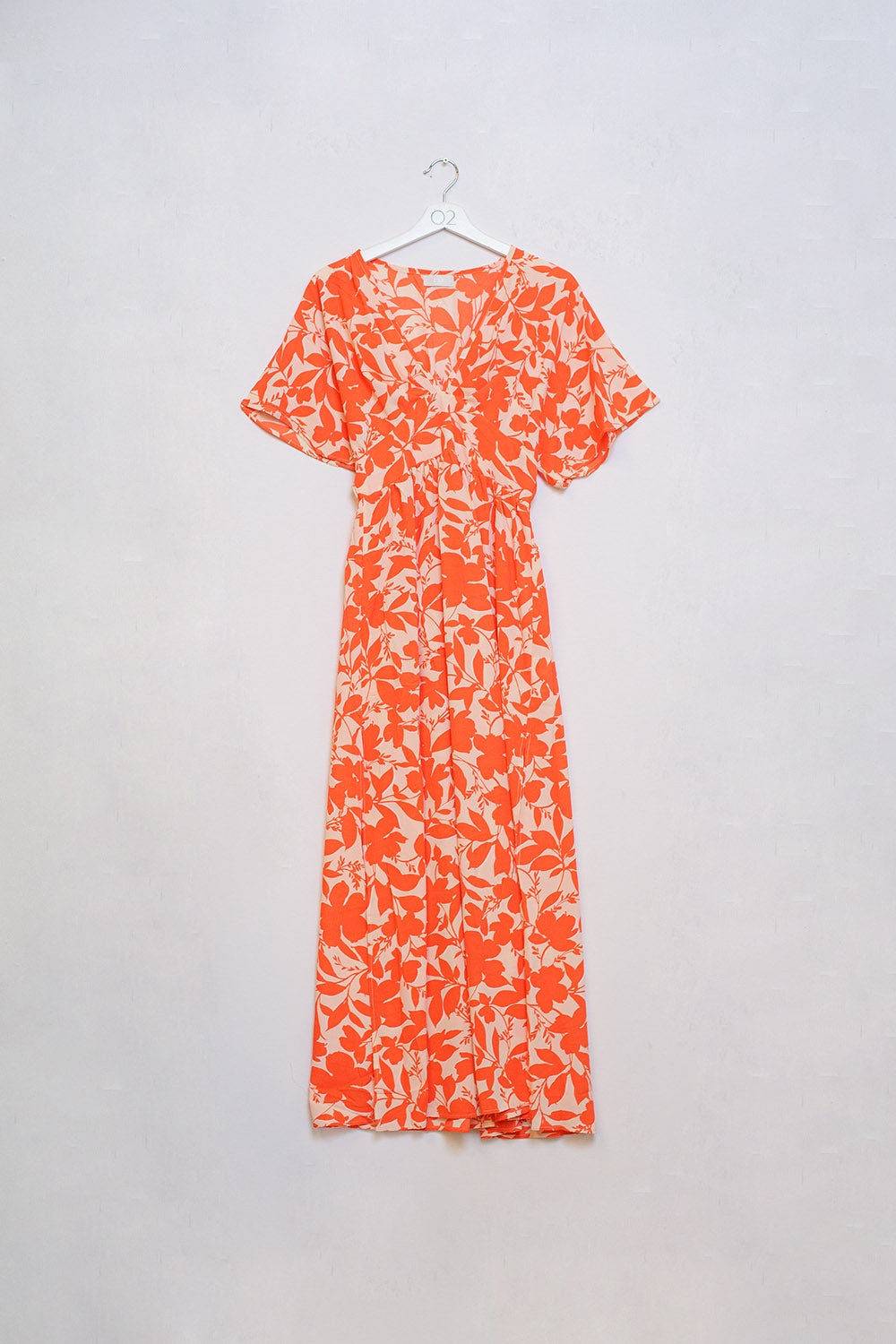 maxi vestido estampado de flores laranja