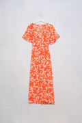 maxi vestido estampado de flores laranja