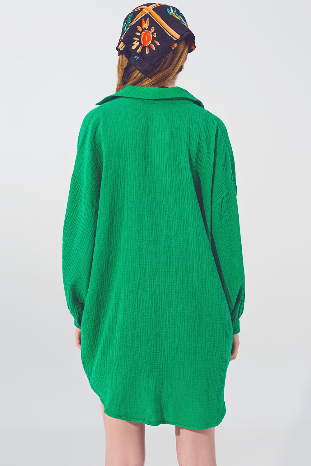 Camisa Solta Texturizada em Verde