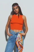 Camisola curta na cor laranja