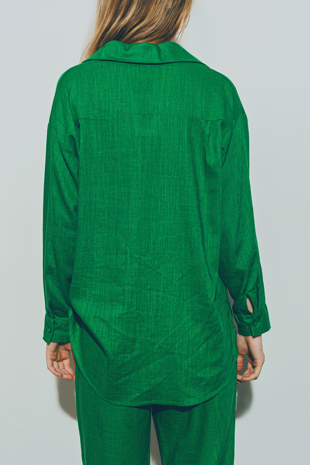 Camisa de Algodão Solto em verde