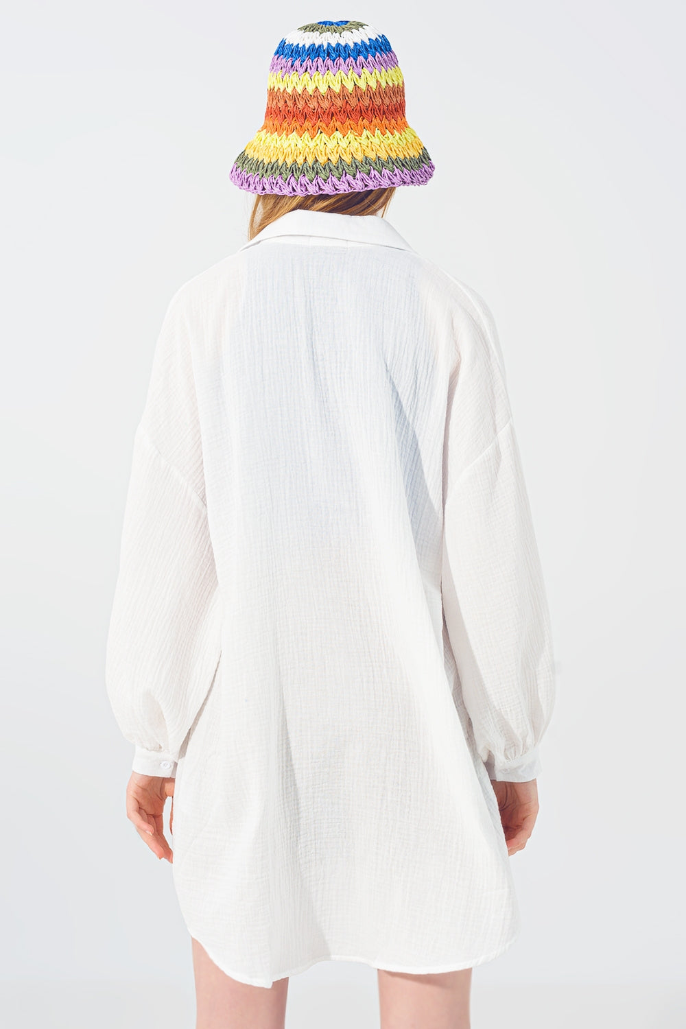 Camisa Solta Texturizada em Branco