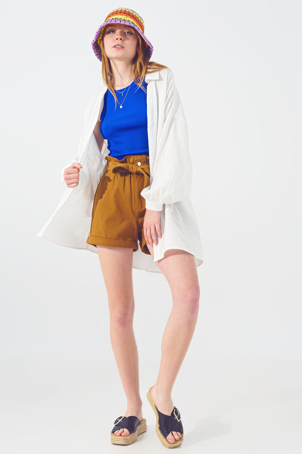 Camisa Solta Texturizada em Branco