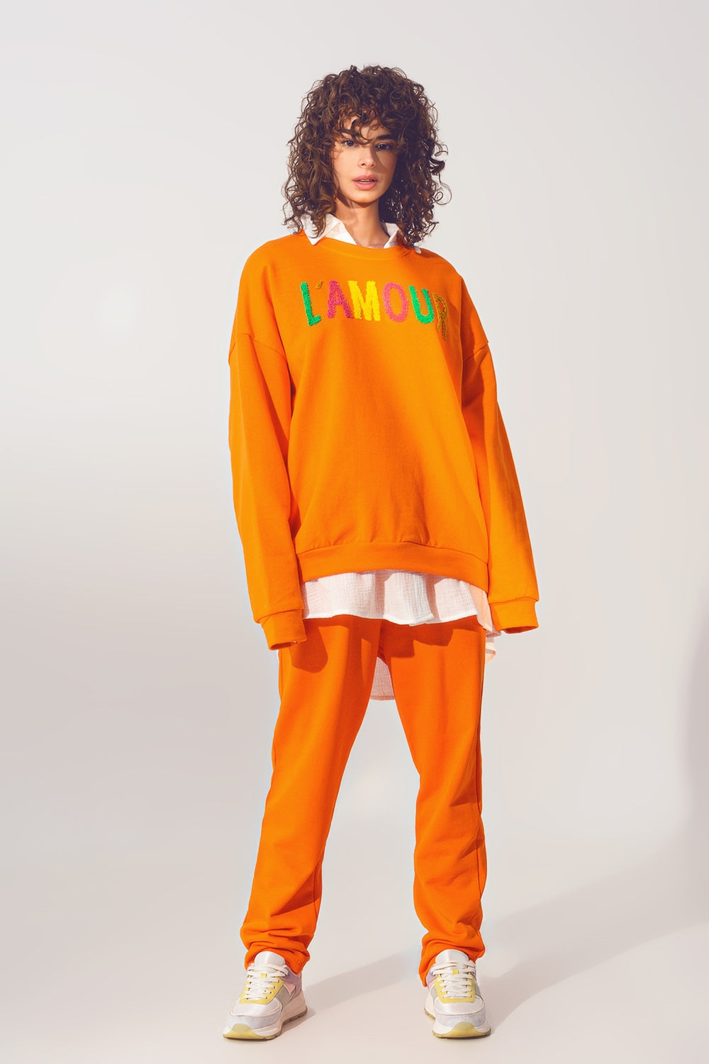 Camisola L'amour Text Sweater em Laranja