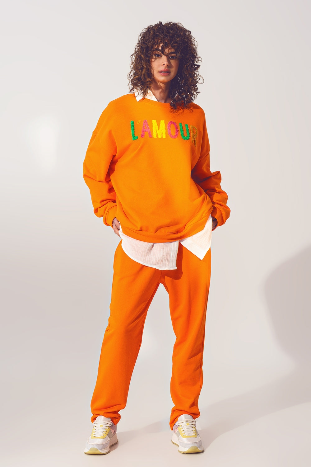 Camisola L'amour Text Sweater em Laranja