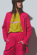 Blazer texturizado em cor de rosa