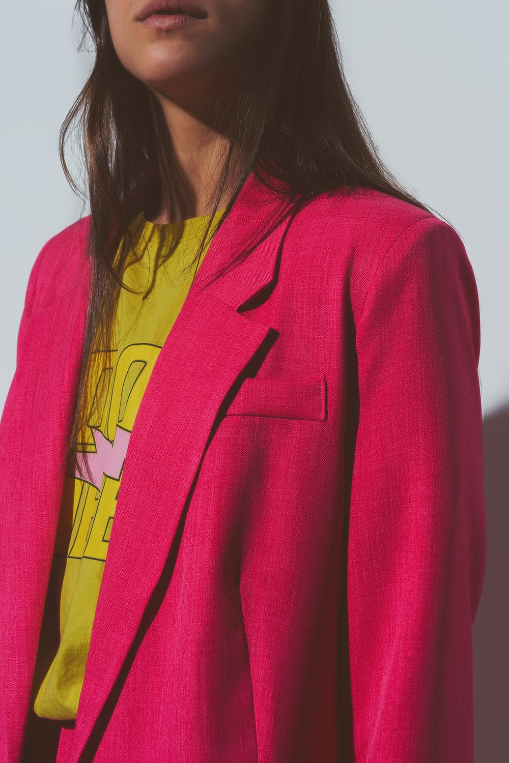 Blazer texturizado em cor de rosa