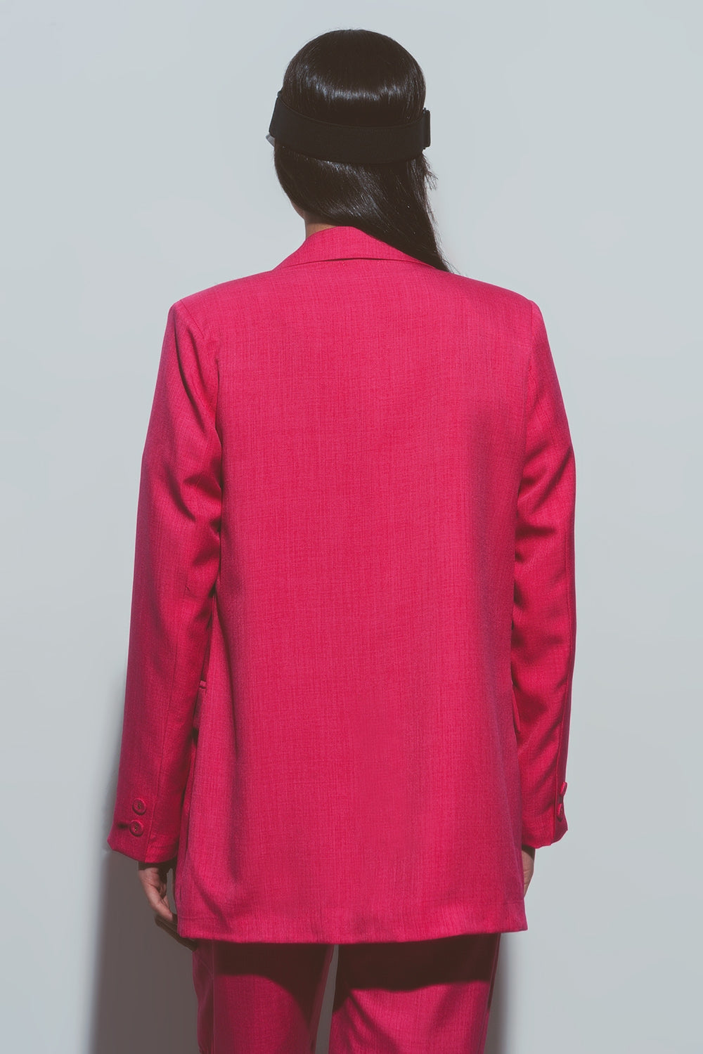 Blazer texturizado em cor de rosa