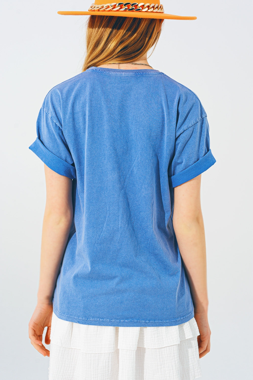 T-Shirt com Vintage 18 Texto em Azul