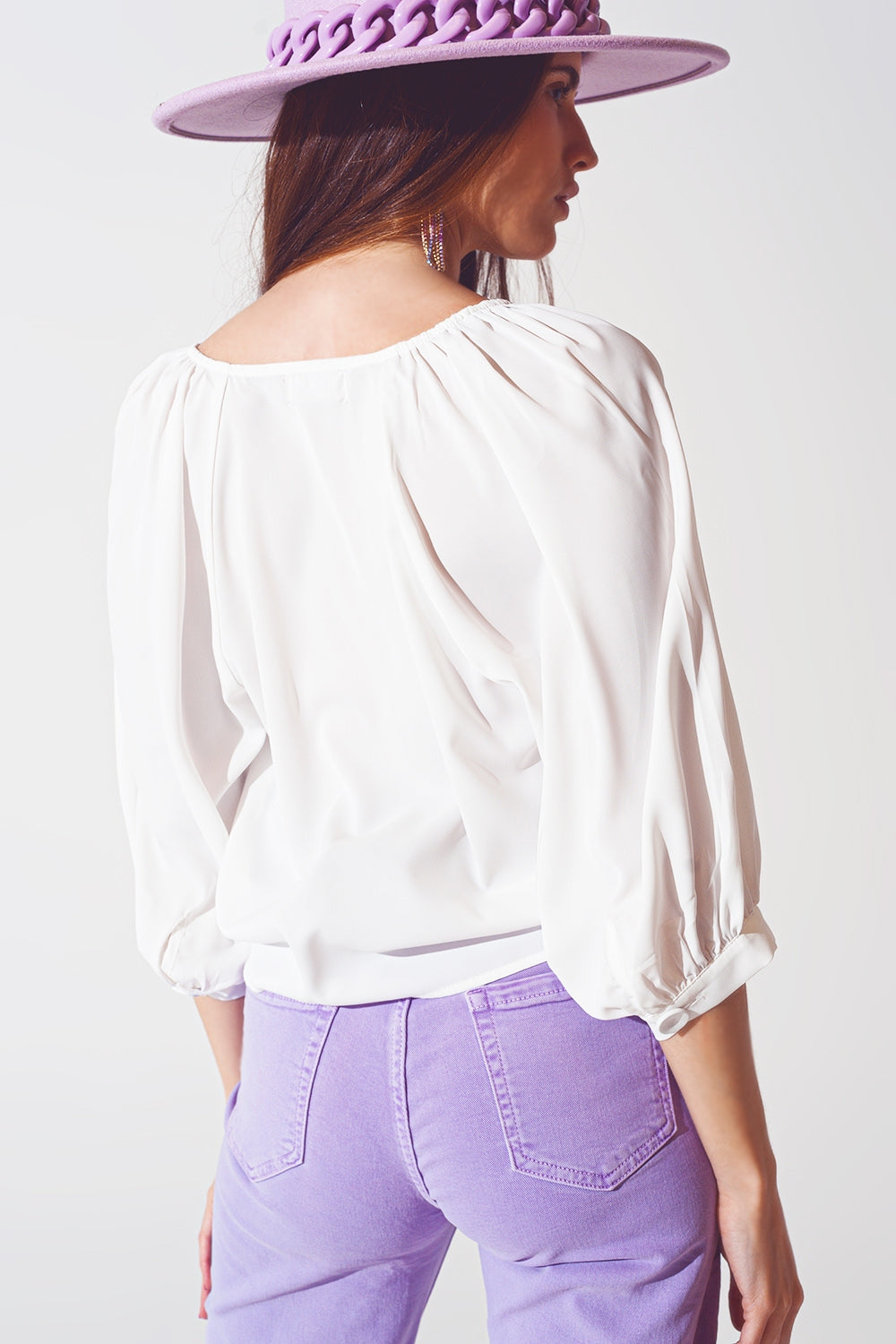 Camisa de Cetim em Creme