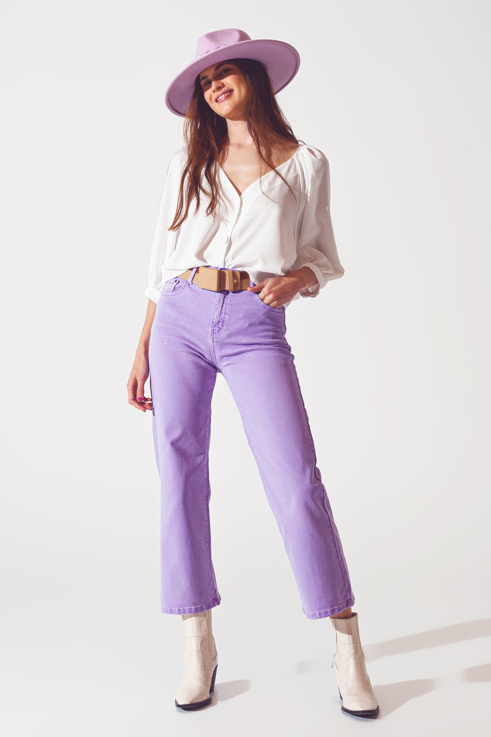 Camisa de Cetim em Creme