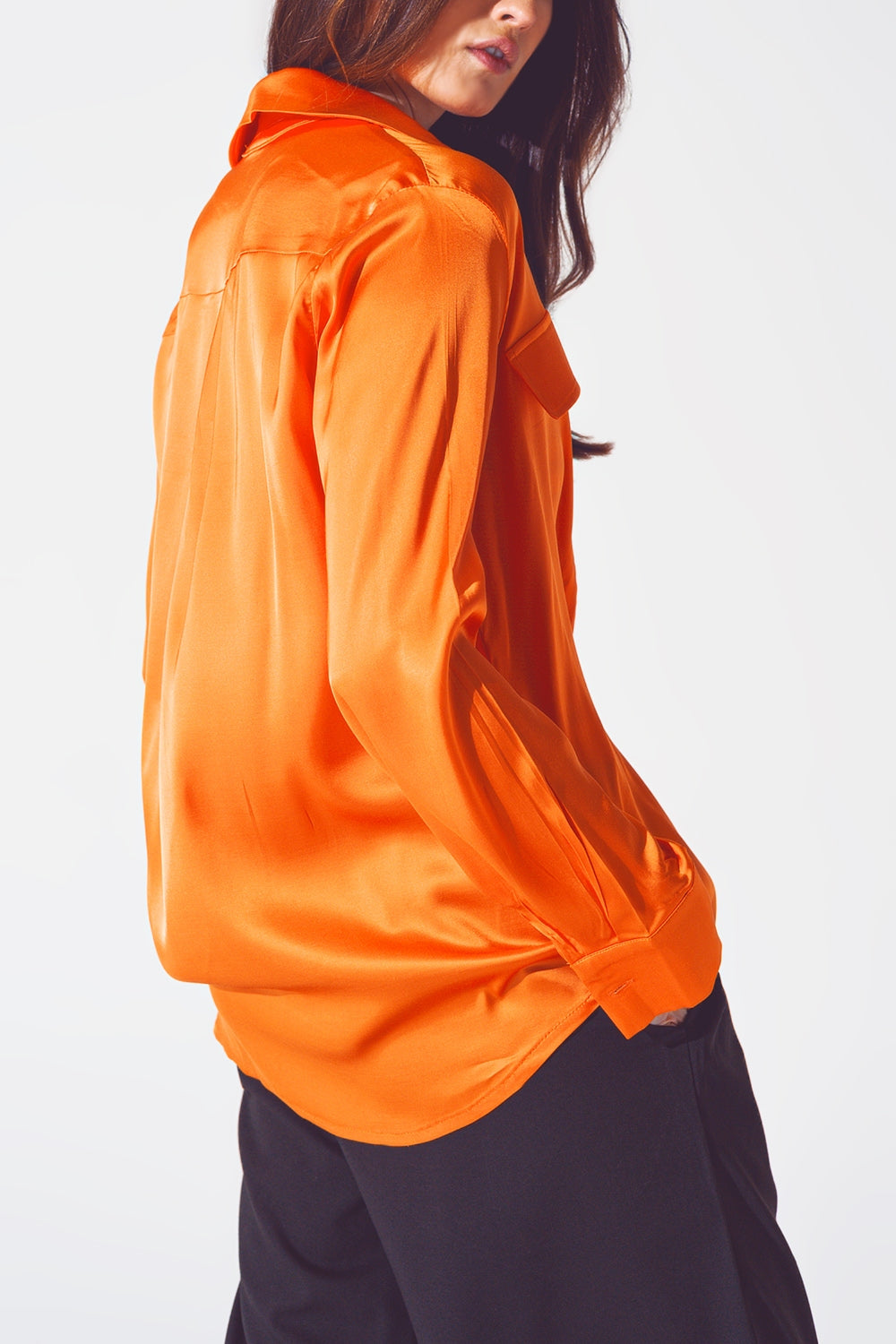 Camisa relaxed Rayon em laranja brilhante