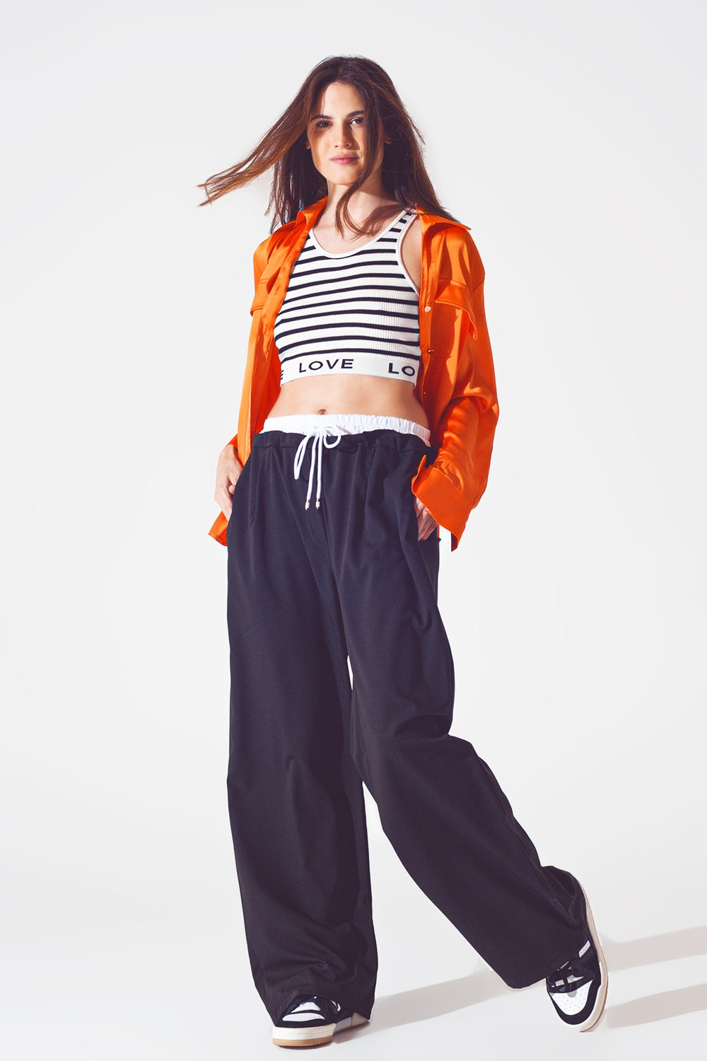 Camisa relaxed Rayon em laranja brilhante