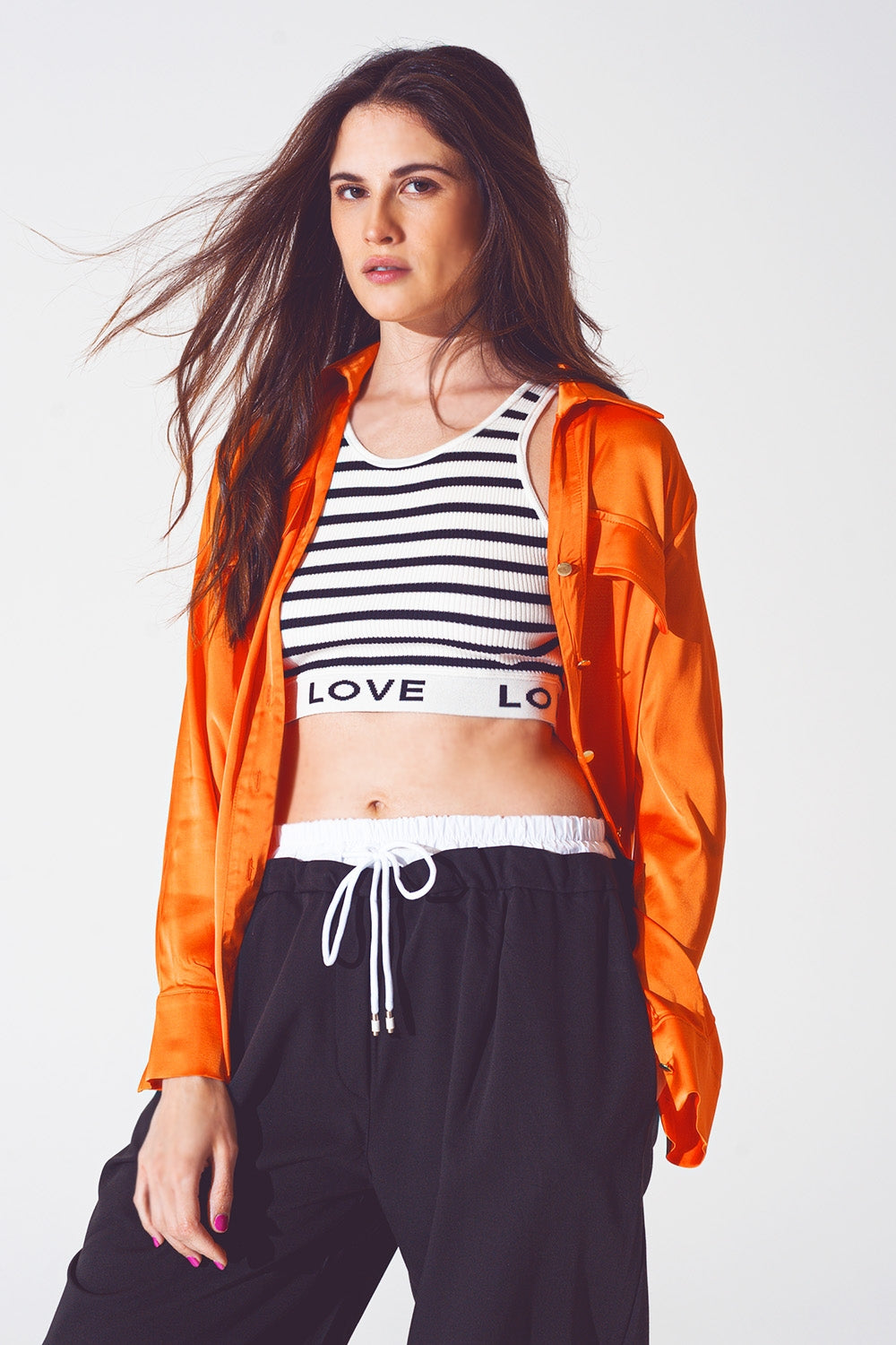 Camisa relaxed Rayon em laranja brilhante
