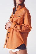 Shacket de manga comprida em laranja