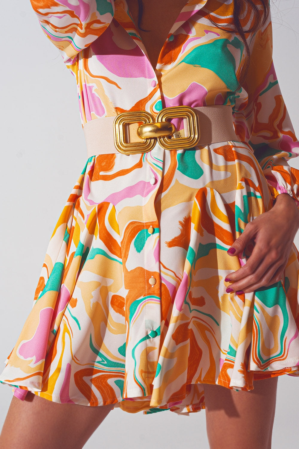 Vestido estampado psicadélico em multicolorido