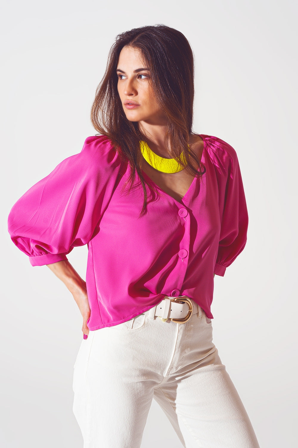 Camisa de Cetim em fuchsia