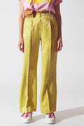 Calça de estampa zebra com corte largo em verde