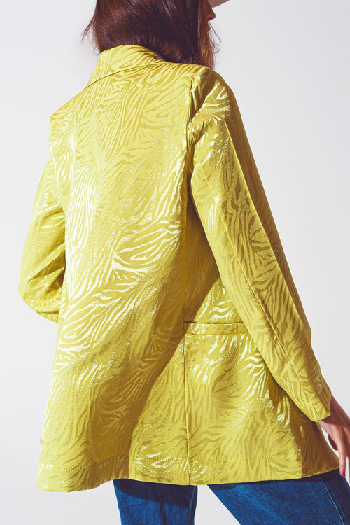 Blazer de estampa zebra oversized em verde